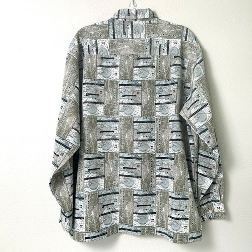 Pelle Pelle Marc Buchanan Shirt Men Size L Button Up World Map Radar Long Sleeve - Picture 3 of 14