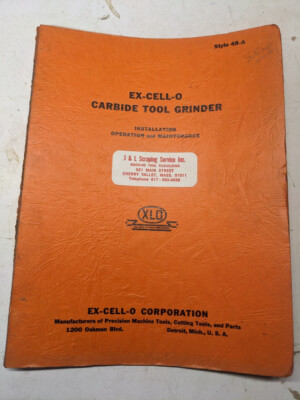 #ad EX CELL O 48 A TOOL GRINDER OPERATOR SERVICE MANUAL PARTS LIST BOOK CATALOG $137.03