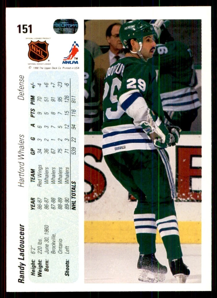 1990-91 Upper Deck Randy Ladouceur Hockey Cards #151 - Image 2 of 2