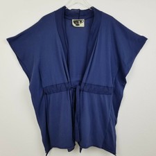 Tee Party Blue Shrug Butterfly Sleeves Wrap Tie Kimono Boho Style V-neck Size M
