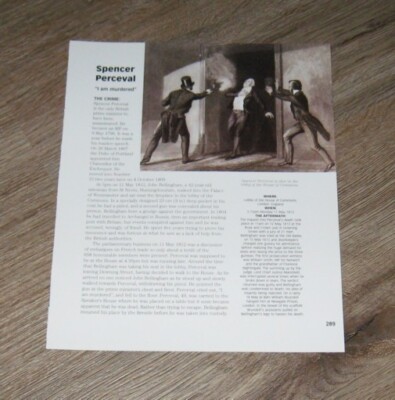 MOST NOTORIOUS CRIMES Spencer Perceval original ONE page PHOTO + article