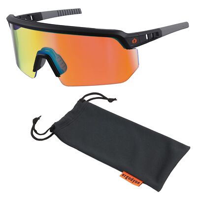 Impact Resistant Safety Glasses Black Frame Orange Lens ANSI Z87.1 UV Protection