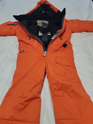 Obermeyer Ski Suit I-Grow Kid Size 3 With Hood & Suspenders One Piece Orange - Picture 23 of 23