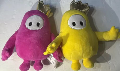 Lot Of Two (2) Fall Guys Original Plush Moose Yellow & Fushcia Soft Toy Stuffed