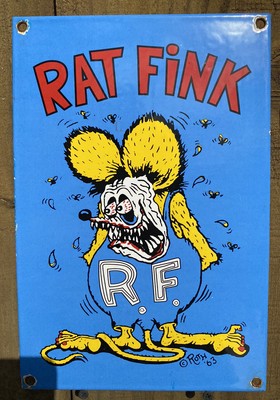 Vintage 1963 Rat Fink Hot Rod Signo De Porcelana Auto Aceite Lubricante Gasolinera Ed Roth Ebay