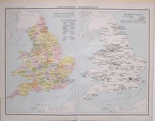 1897 ANTIQUE MAP ENGLAND & WALES PARLIAMENTARY REPRESENTATION YORK BOROUGHS