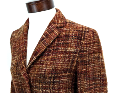 Vtg JONES NEW YORK Women's Blazer Brown/Rust Woven Tweed Wool Size