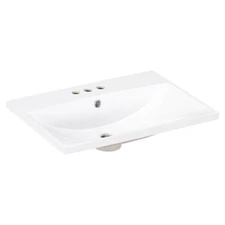 24" Bathroom Vanity Top Only White Basin 3-Faucet Holes 4" Faucet Ceramic