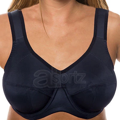 Damen Gemm Bügel Sport BH Active Support Schwarz Übergröße Damen UK Neu - Bild 1 von 4