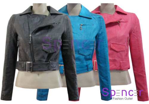 NEW LADIES QUILTED BOMBER PVC FAUX LEATHER CROPPED BIKER JACKET WOMENS COAT 8-14 - Picture 1 of 12