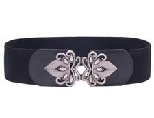 Womens Vintage Wide Elastic Stretch Waist Belt Retro Cinch Belt Black