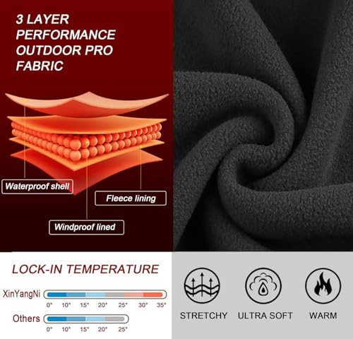 Mens Winter Vests Outerwear Fleece Lined Puffer Vest Warm Casual Large Red/02 - Bild 5 von 6