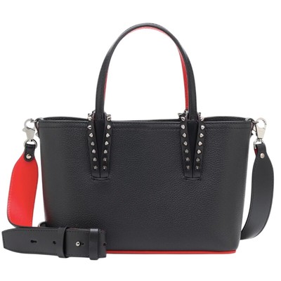 NEW CHRISTIAN LOUBOUTIN MINI BLACK LEATHER CABATA TOTE BAG PURSE NWT AUTHENTIC!
