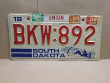 1981-1986 South Dakota License Plate BKW 892 Union County
