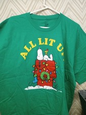 Peanuts Snoopy Christmas "All Lit Up" T-Shirt Unisex Green Sz. XXL