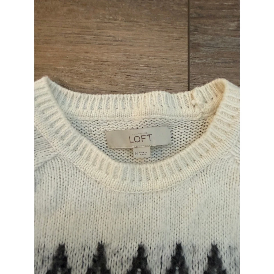 Suéter Ann Taylor Loft Fair Isle Talla Mediana Lana Mohair Tejido Pullover  Foto 2 de 4