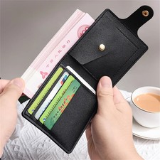 Pu Leather Small Short Wallet Bag Multi Card Holder Students Ultra-Thin Cowhide