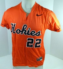 Virginia Tech Hokies #22 Game Used Orange Baseball Jersey 010