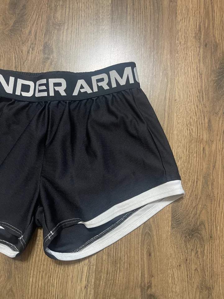 Under Armour Shorts, Youth Girls Size Small, Black White, Athletic Wear, Pull On - Image 4 of 4