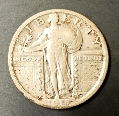 1918 Standing Liberty Silver 25C Quarter Dollar in Choice VF