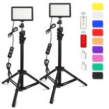 2 Pack 70 LED Video Light with Tripod Stand/Color Filters/Remote Control/USB ...