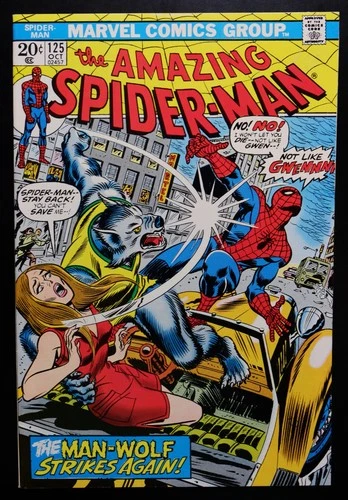 AMAZING SPIDER-MAN #125 NEAR MINT (9.4) - WHITE PAGES *2nd App. of MAN-WOLF *