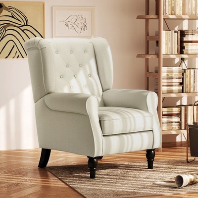 HOMCOM Accent Chair Button-Tufted Armchair with Wingback Round Arms