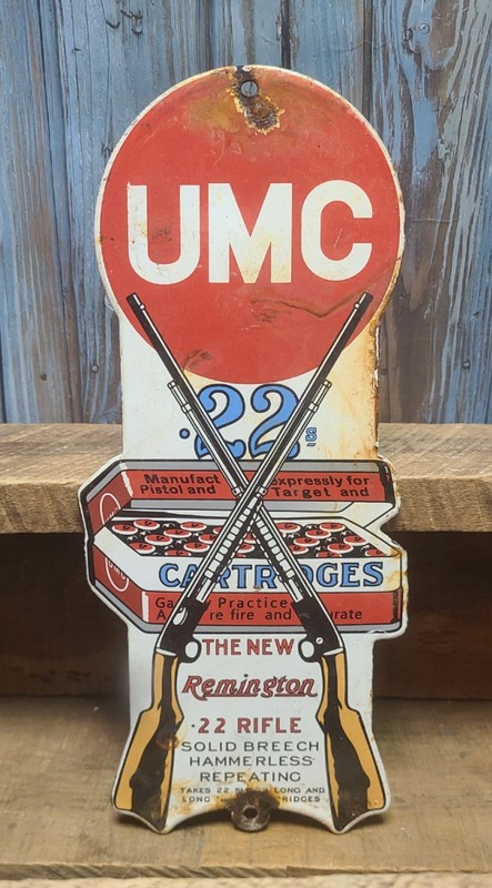Vintage Remington UMC .22 Cartridges Porcelain Metal Sign