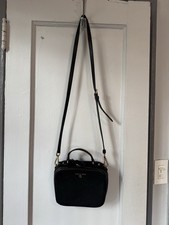 MICHAEL KORS Lunch Box Bag Logo Top Handle  Crossbody  In Black Gold Hardware