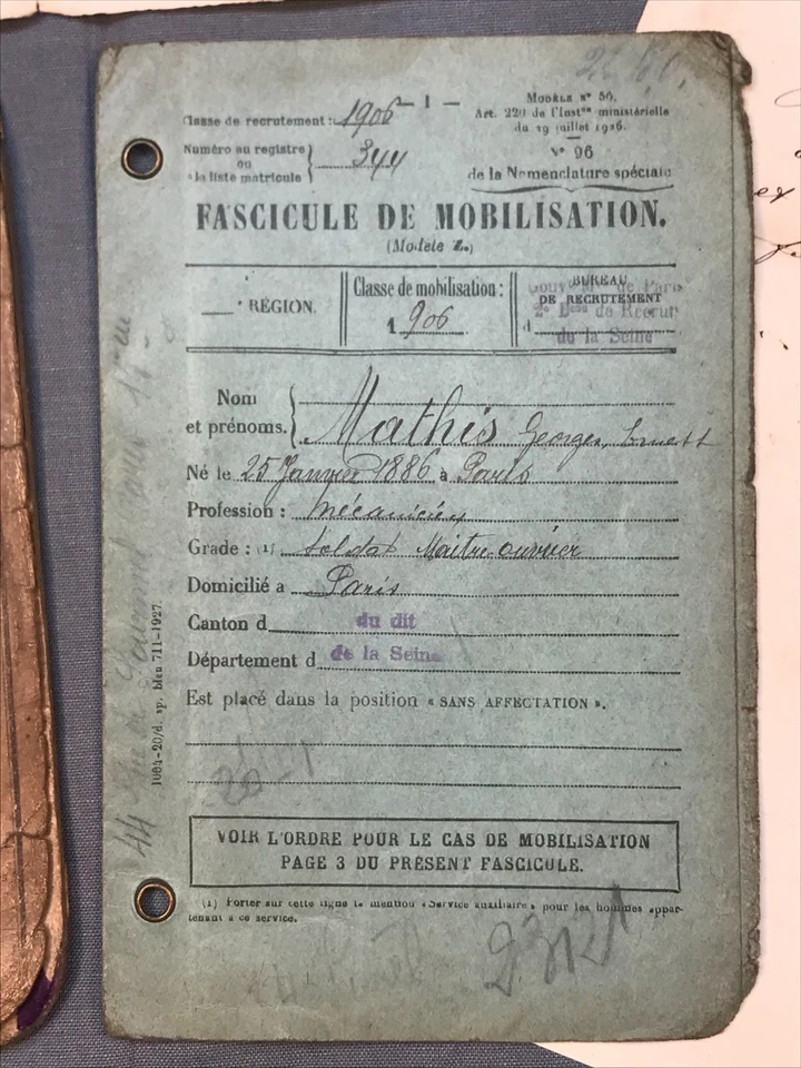 Lot de documents, livret militaire 1906, 10°RA, 3°RAC Armée d'Orient, France WW1 - Photo 3/4