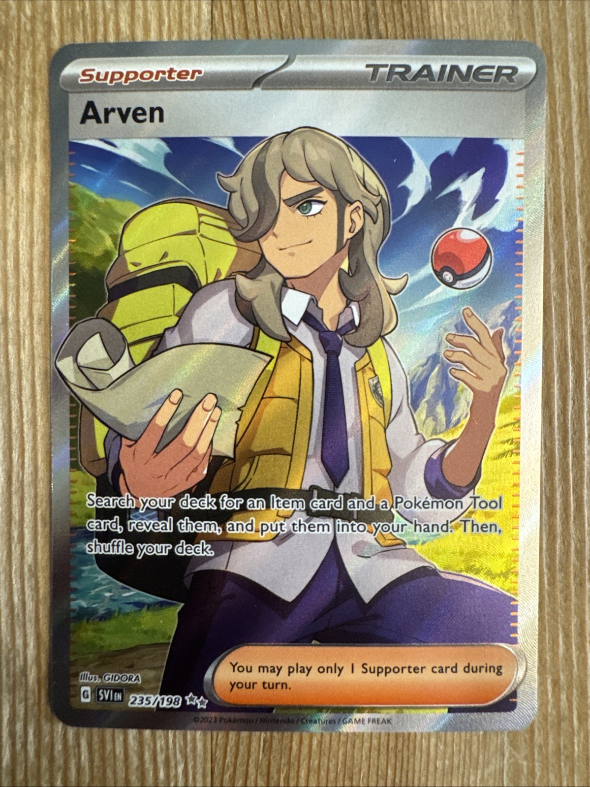Arven 235/198 - Scarlet & Violet Base Pokemon Card Full Art Trainer Holo - NM