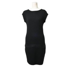CHANEL Wool Blend Waffle Sleeveless Dress Used CYHE-0