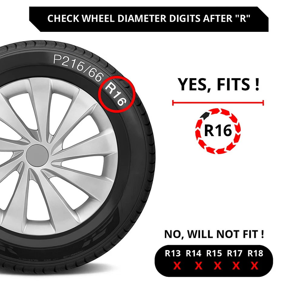 Juego de 4 Tapacubos 16" para Protector de Cubierta de Rueda Completa PLATEADO Se Adapta a Peugeot NUEVO Foto 3 de 4