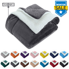 Large Fluffy Sherpa Fleece Blanket Ultra Soft Reversible Warm Sofa Bed Throws