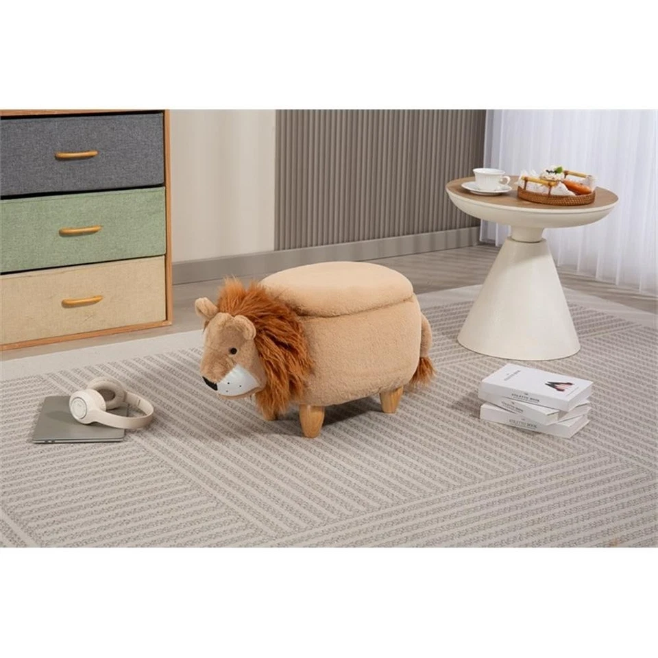 Pemberly Row Kids Lion Animal Storage Ottoman Stool-Furniture for all rooms - Image 2 of 4