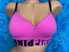 Victoria  s Secret PINK Bright Pink Logo Wireless Lightly Lined T Shirt Bra M