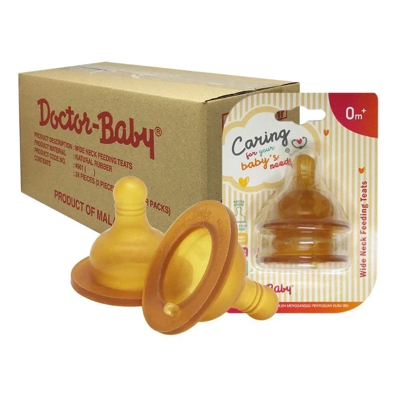 Doctor Baby Wide Neck Silicone Nipples (2pcs x 3packs Bundled For Baby Bottle