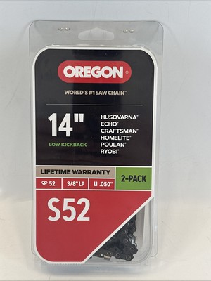 #ad Oregon 14 In. 2 Pack S52 Chainsaw Chain 52 Link 3 8” .050” Echo Ryobi Poulan $21.95