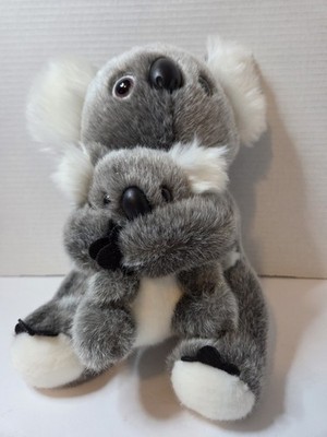 Koala Mama Bear and Baby Plush Toy Animal 11'' Gray And White