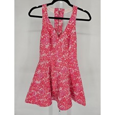 Aqua Womens Sz M Sleeveless A Line Mini Dress Bright Pink Floral Structured