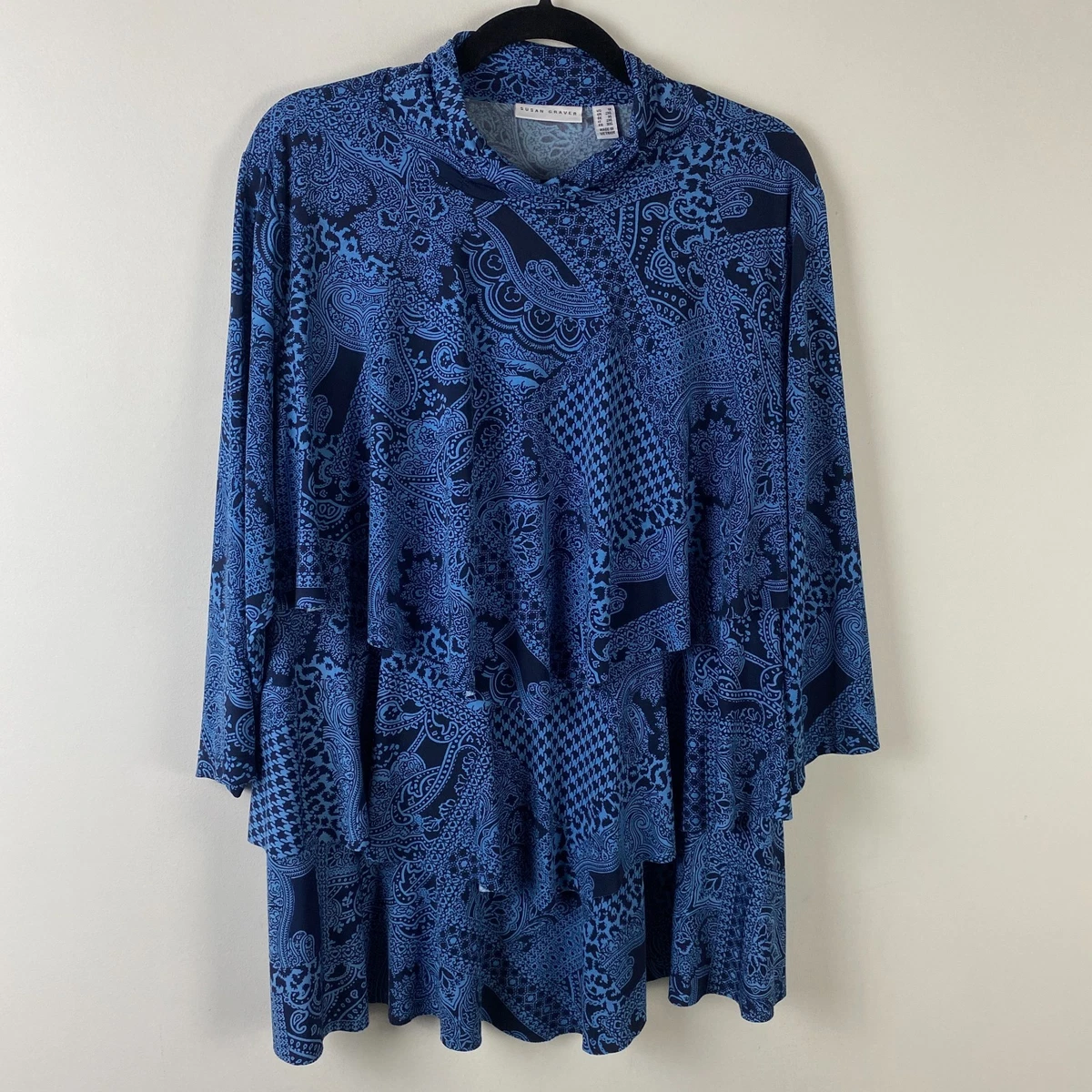 Femmes Boho Floral Col En V À Manches 3/4 Chemise Dames Décontracté