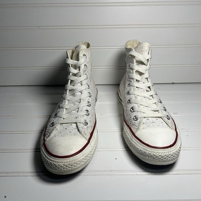 Converse Ctas Hi Men's Size 7 Woman's Size 9 Shoes White Canvas Perforated Stars