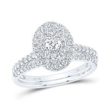 10kt White Gold 1CTW Diamond 1/5CT Bridal Set Double Halo Ring