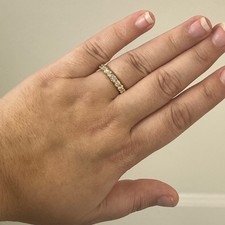 14k Yellow Gold 1 CT Round Diamond Half Eternity Stackable Wedding Band Sz 6.5