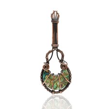 Copper Wire Wrapped Pendant, Green Turquoise Stone Necklace, Handmade Boho Jewel