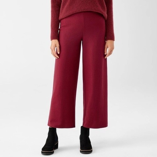 Eileen Fisher Felted Wool Wide-Leg Pants Women’s Size 1X Side Zip Luxury Red - Picture 2 of 9
