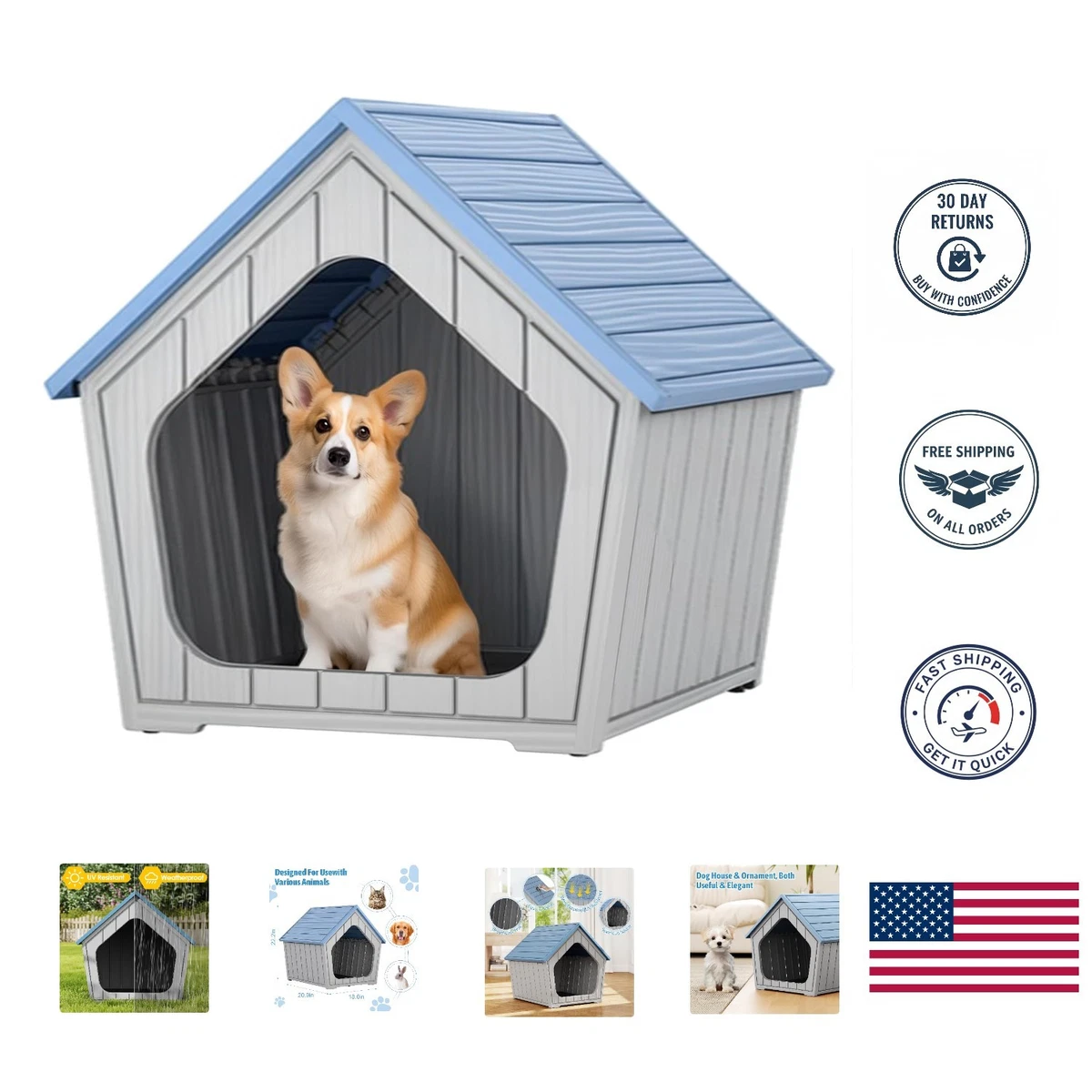 Modern Indoor/Outdoor Dog House with Ventilation - 23.43x22.44x22