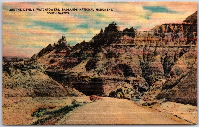 The Devil's Watchtower, Badlands National Monument South Dakota Vintage Postcard