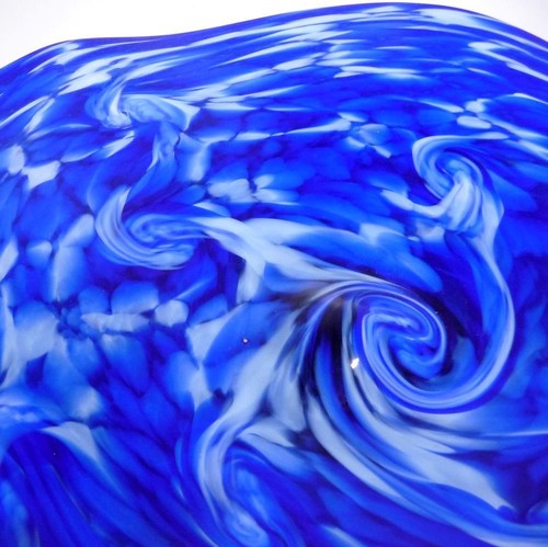 HAND BLOWN GLASS WALL OR TABLE PLATTER, SHADES OF BLUE, DIRWOOD n3983 - Picture 4 of 8