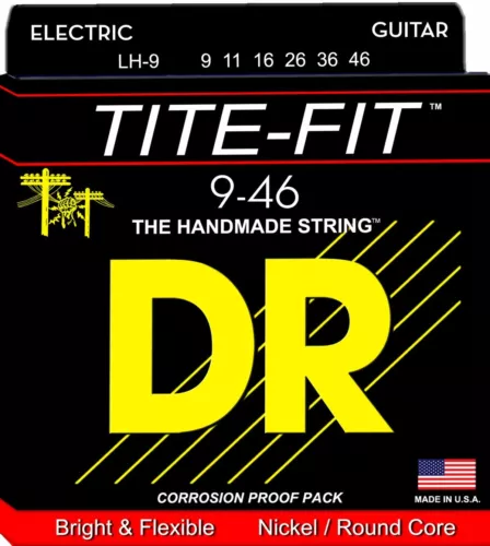 DR LH-9 Electric Guitar Strings Tite Fit gauges 9-46